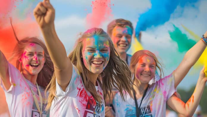 Runners painted in bright colors